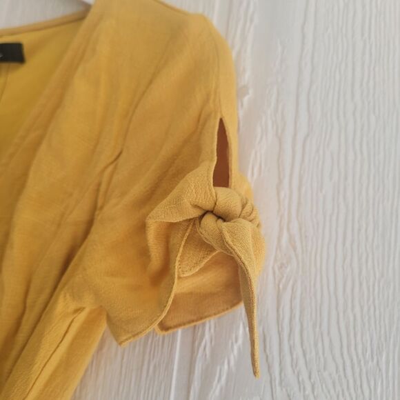 NWT lulus yellow Mustard wrap around dress - Picture 4 of 6